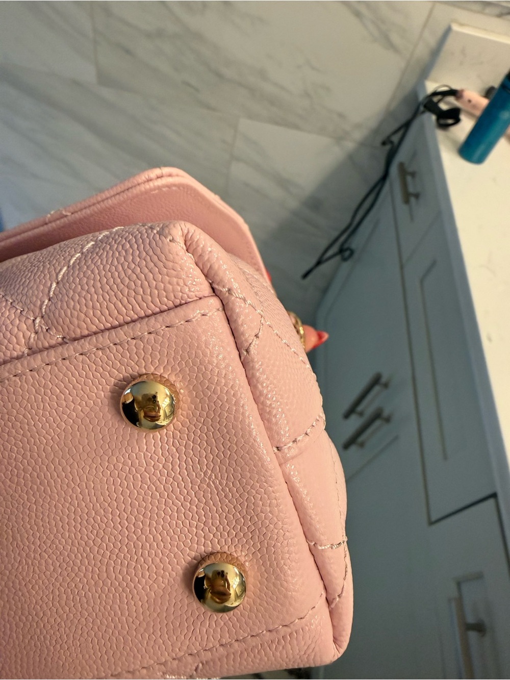 Chanel Quilted Top Handle Bag in Pastel Pink - Picture 11 of 16